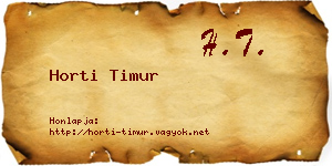 Horti Timur névjegykártya